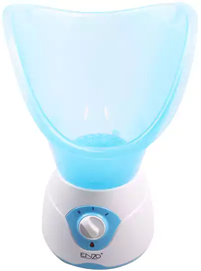 Enzo Ionic Steamer for Face and Hair Care, Deep Cleaning and Sauna Professional, White with Light Blue EN-8102