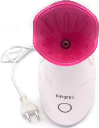Phyopus Ionic Steamer for Face and Hair Care, Deep Cleaning and Sauna Professional, White with Fuchsia CL-5058