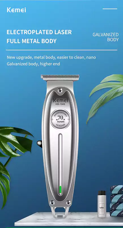 Kemei Electric Hair Clipper for men, for dry use, Silver, KM-1974A