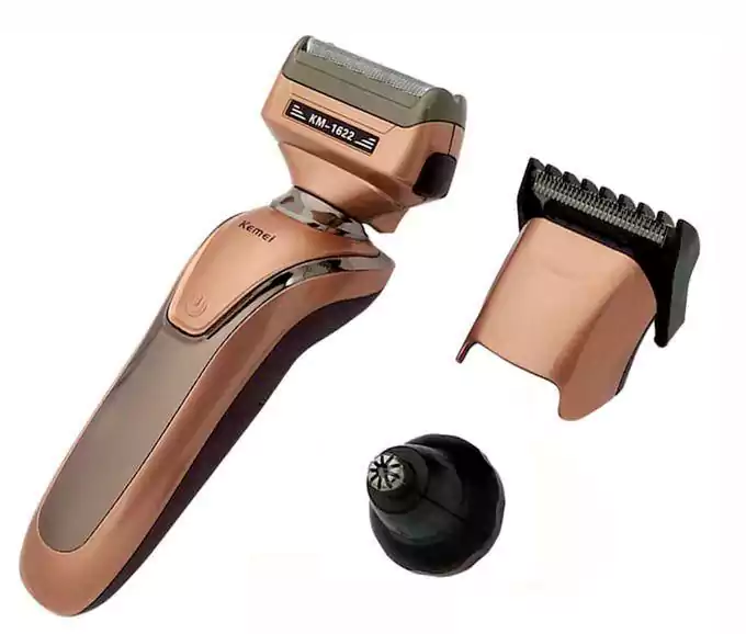ماكينة حلاقة كهربائية للرجال كيمي 3×1، استخدام جاف، ذهبي، KM-1623
