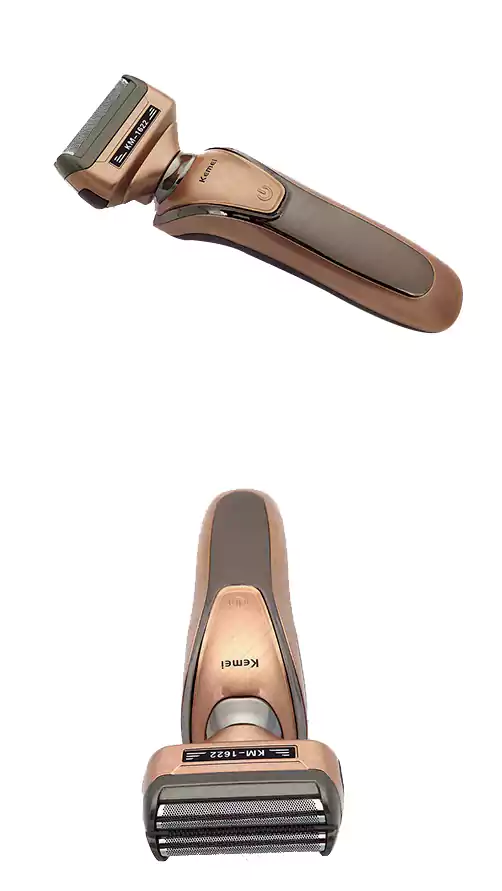ماكينة حلاقة كهربائية للرجال كيمي 3×1، استخدام جاف، ذهبي، KM-1623