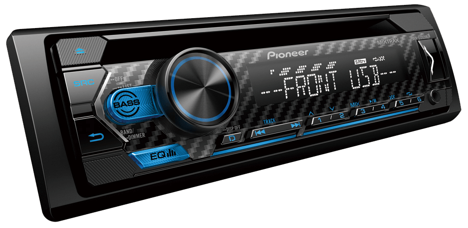 كاسيت سيارة من بايونير، منفذ يو إس بي وأيه يو إكس،  أسود DEH-S1252UB