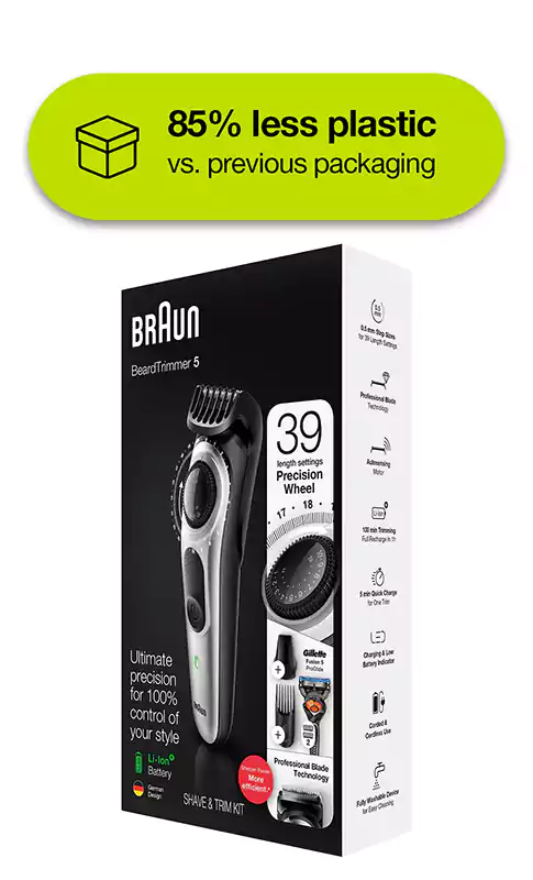 Braun Electric Hair Clipper for men, for dry & wet use, With Gillette Fusion5 ProGlide razor, Black, BT5260