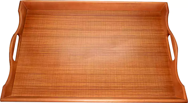 صينيه تقديم وسط مقبض خشب- بنى