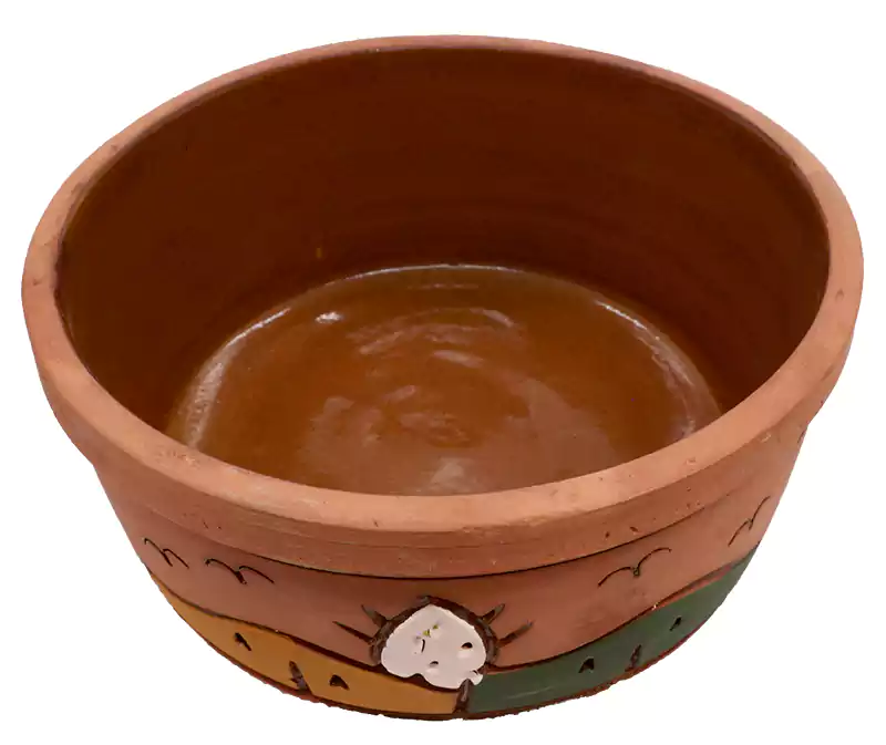 Medium round pottery casserole - brown