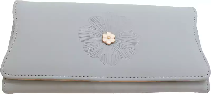 محفظة جلد للنساء كاجوال متوسطة الحجم، تصميم كلاسيك وردة، سماوي FTY