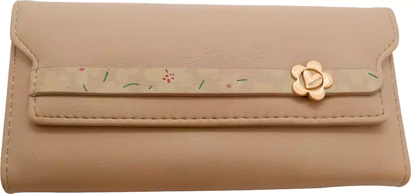 محفظة جلد للنساء كاجوال متوسطة الحجم، تصميم كلاسيك  مع ورود،  بيج FTY