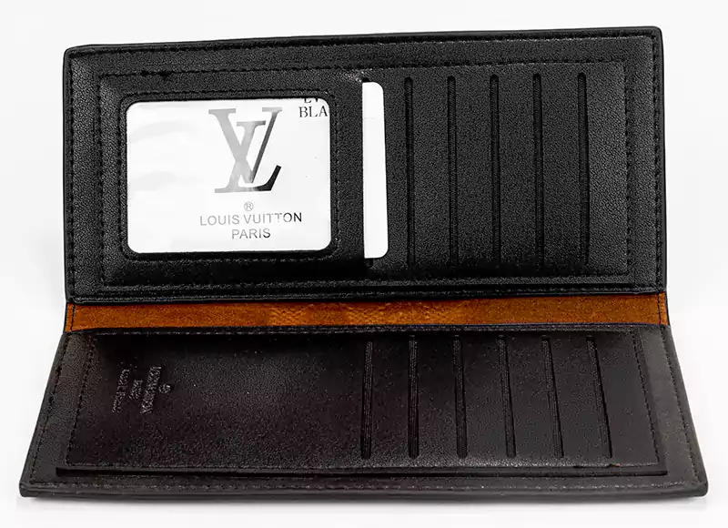 محفظة  باسبور رجالي جلد ، تصميم  كلاسيك، سمك رفيع، أسود  LV-8