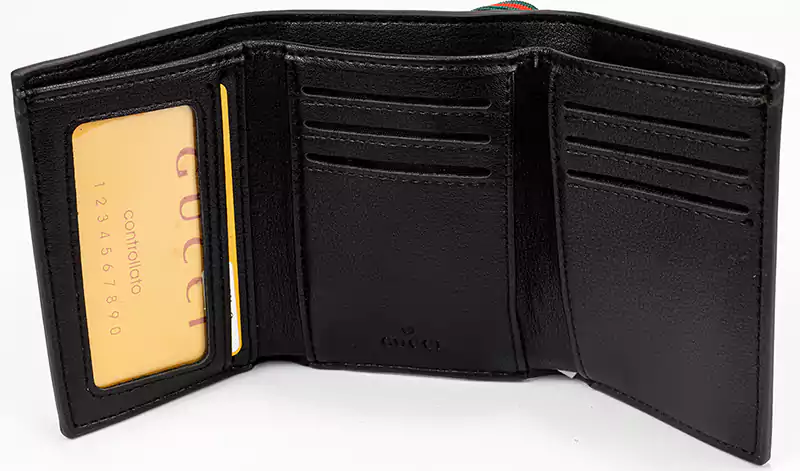 محفظة رجالي جلد من جوتشي، تصميم  مودرن، سمك رفيع، أسود GI-14