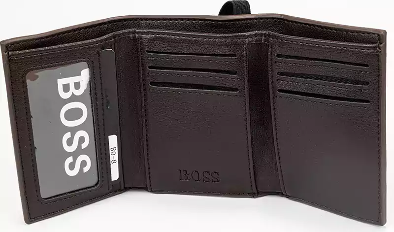 محفظة رجالي جلد من بوس، تصميم كلاسيك، سمك رفيع، بني BO-8