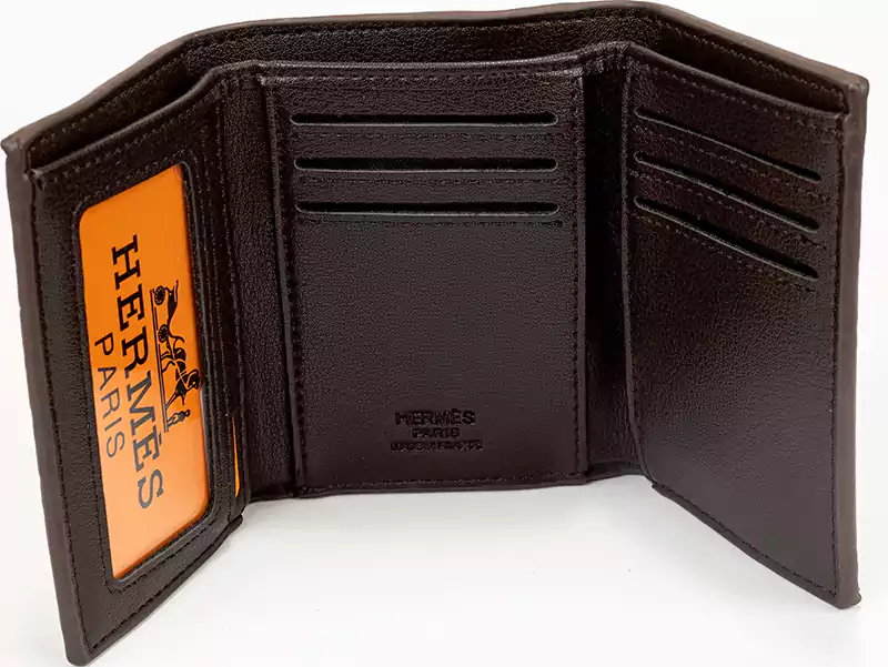 محفظة رجالي جلد  من هيرمس، تصميم  كلاسيك، سمك رفيع، بني HE-12