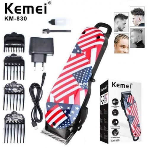 ماكينة حلاقة كهربائية للرجال كيمي، قابلة لإعادة الشحن، أحمر×أبيض×كحلي، KEMEI KM-830