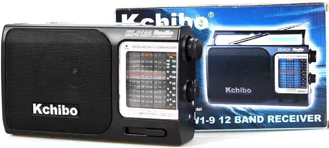 جهاز راديو صغير كيتشيبو، كلاسيكي، AM -FM، بطارية، مكبر صوت مدمج، مدخل سماعة اذن، أسود، KK-8120