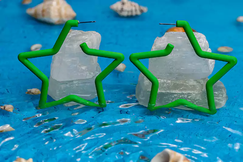 حلق مجوهرات على شكل نجمة للنساء والبنات، أقراط متدلية ،أخضر