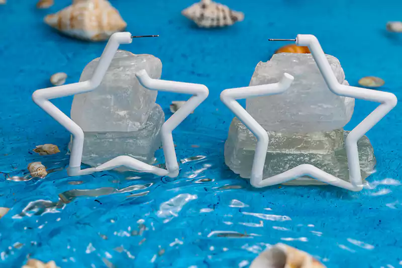 حلق مجوهرات على شكل نجمة للنساء والبنات، أقراط متدلية ،أبيض