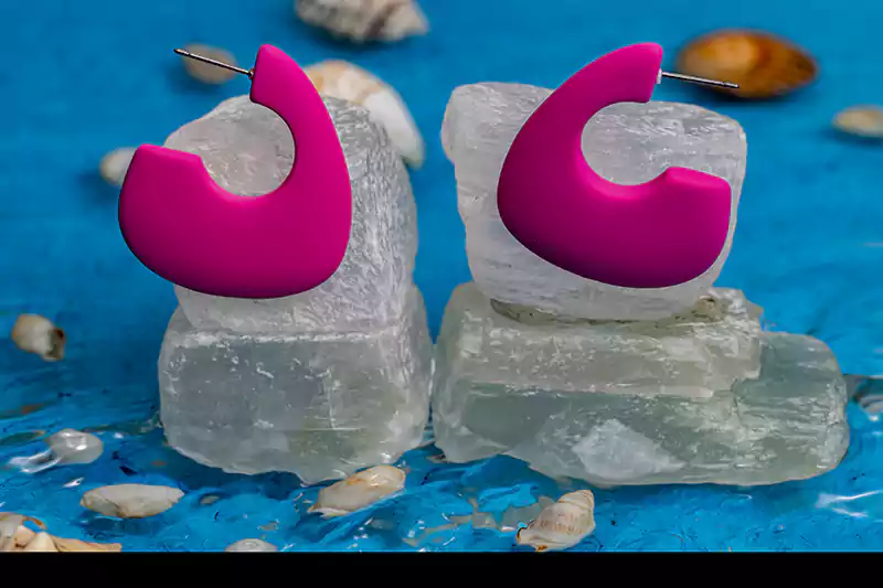 حلق مجوهرات إكريليك على شكل نصف دائرة للنساء والبنات، أقراط متدلية ، فوشيا