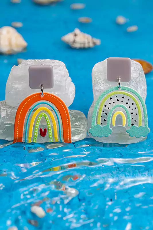 حلق مجوهرات إكريليك على شكل نصف دائرة للنساء والبنات، أقراط متدلية ، ألوان متعددة