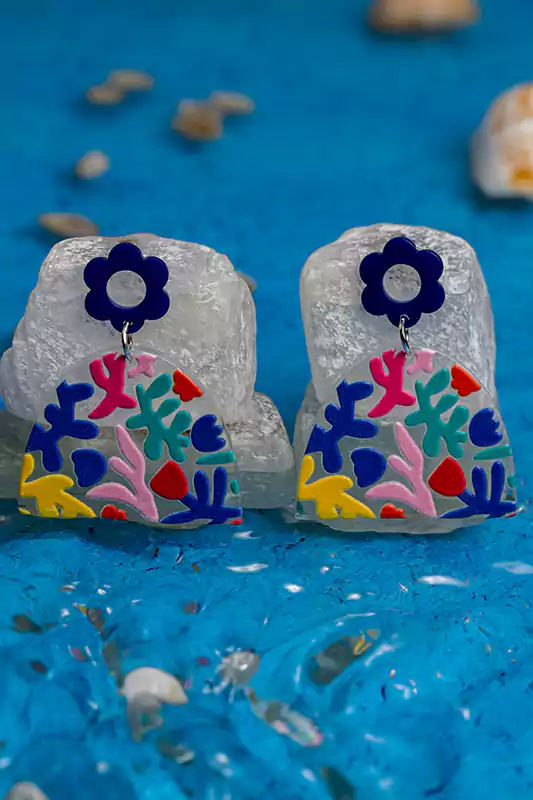 حلق مجوهرات على شكل  نصف دائرة للنساء والبنات، أقراط متدلية ، ألوان متعددة