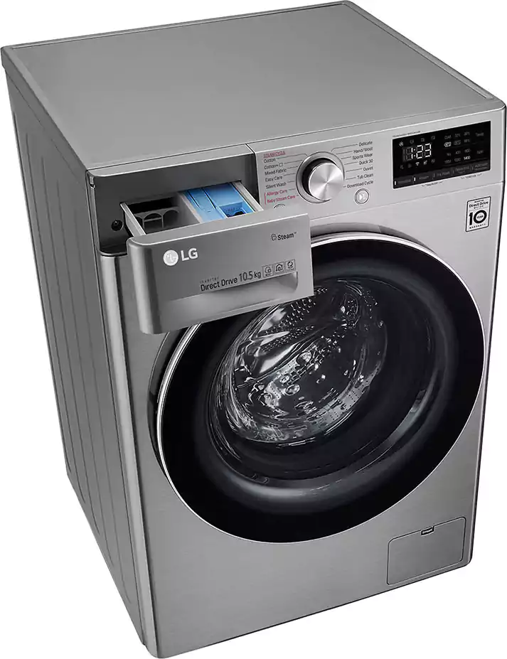 LG Front Loading Washing Machine, 10.5 kg, Silver, F4V5RYP2T