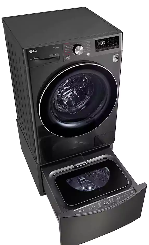 LG TwinWash Fully Automatic Washing Machine, Front Load, 12 Kg, ThinQ, Black, FT015V9BL