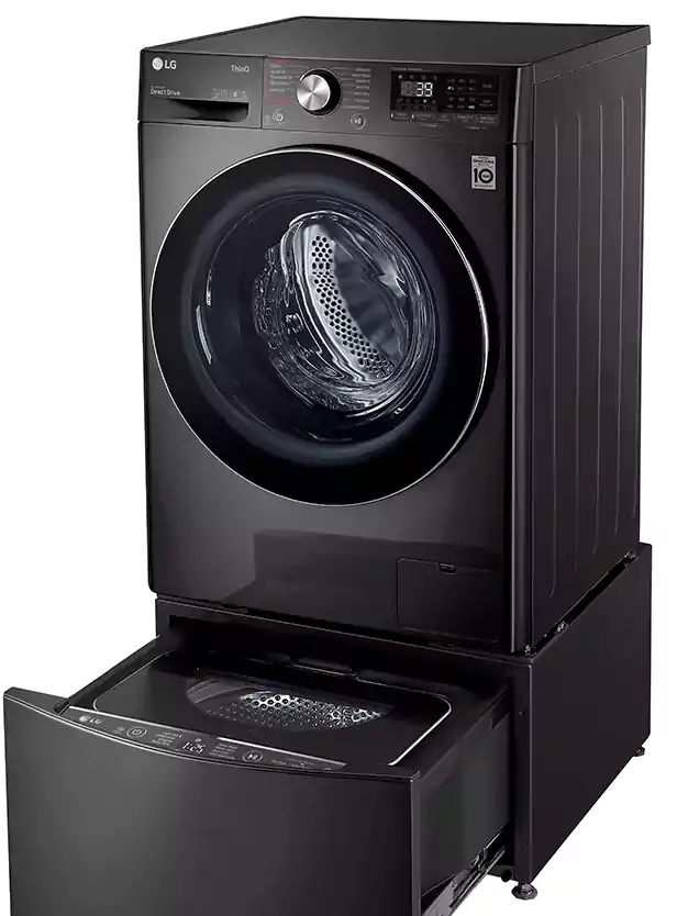 LG TwinWash Fully Automatic Washing Machine, Front Load, 12 Kg, ThinQ, Black, FT015V9BL