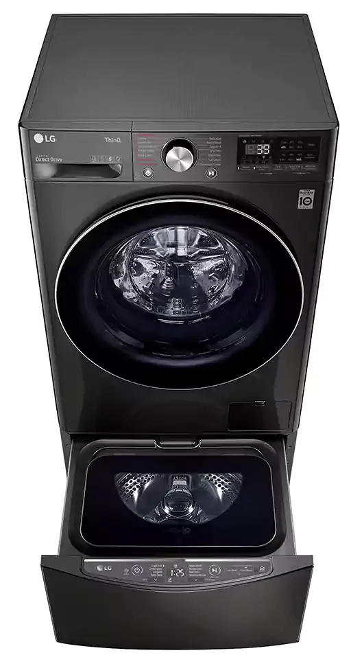 LG TwinWash Fully Automatic Washing Machine, Front Load, 12 Kg, ThinQ, Black, FT015V9BL