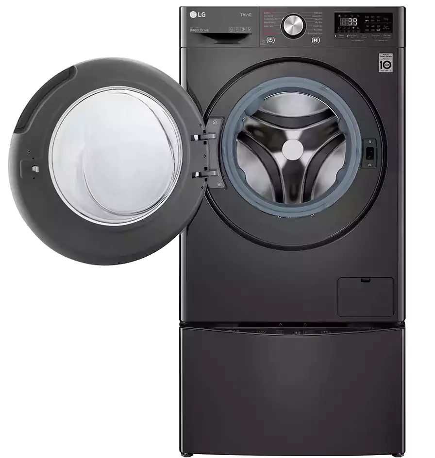 LG TwinWash Fully Automatic Washing Machine, Front Load, 12 Kg, ThinQ, Black, FT015V9BL