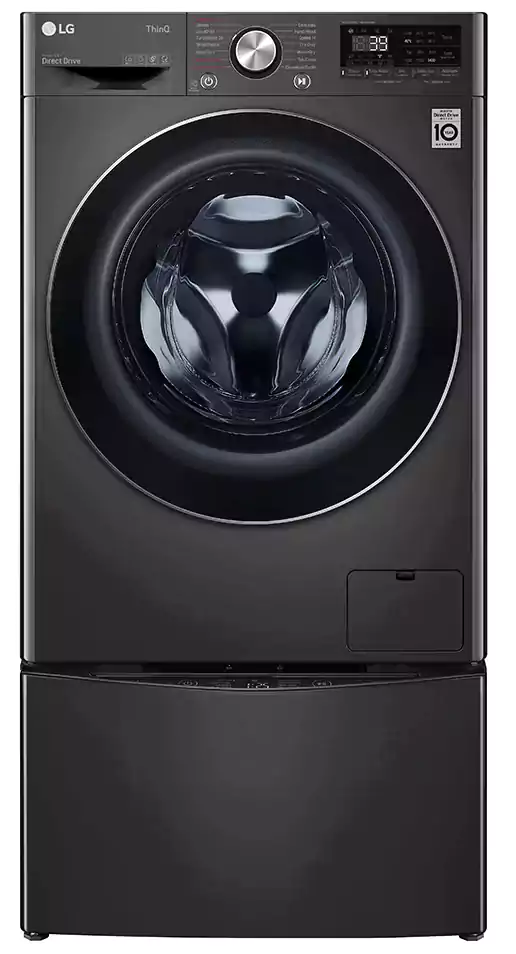 LG TwinWash Fully Automatic Washing Machine, Front Load, 12 Kg, ThinQ, Black, FT015V9BL