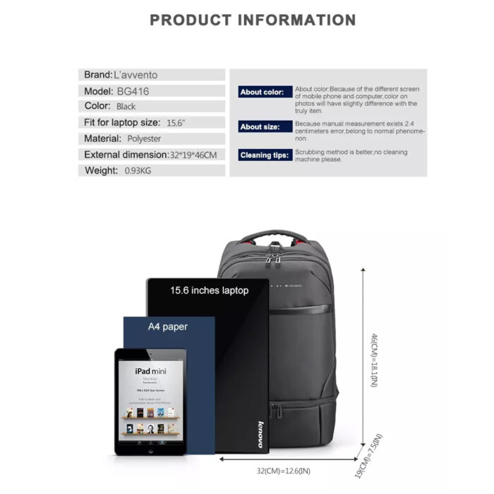 BAG BACK 2B LAVVENTO BLACK BG416