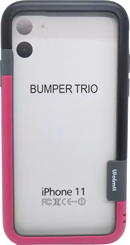 جراب موبايل أيفون 11 ، أبيض بفريم أسود وبينك