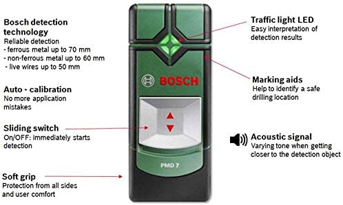 Bosch metal detector, maximum detection depth 70 mm, Truvo