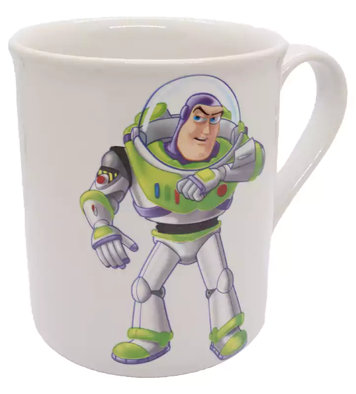 مج بورسلين حجم متوسط بتصميم دائري شكل باظ يطير - أبيض