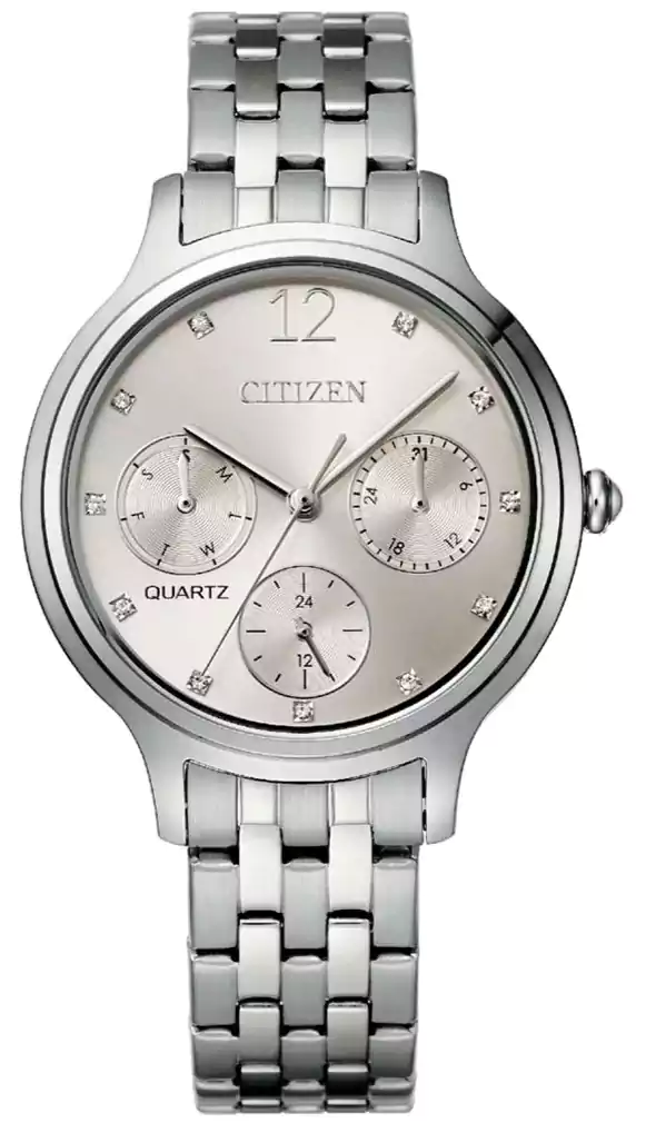 Citizen Women's Round Shape Analog Wrist Watch, Silver , ED8180-52X