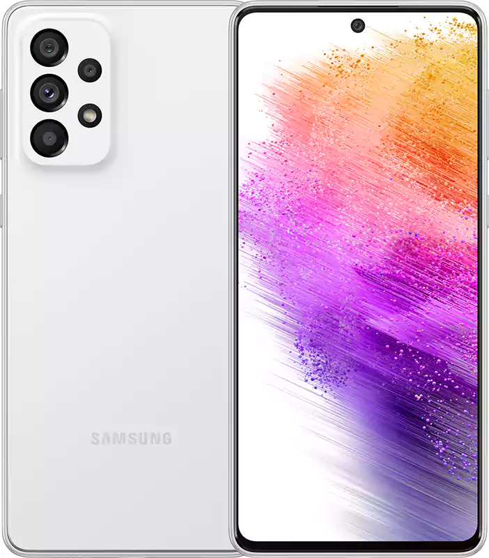 موبايل سامسونج جلاكسي A73، ثنائي الشريحة، ذاكرة داخلية 128 جيجابايت، رامات 8 جيجابايت، شبكة الجيل الخامس، أبيض