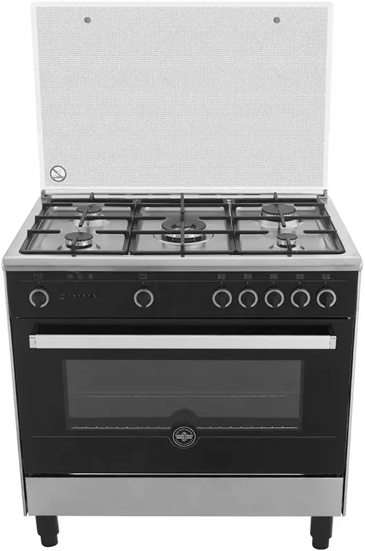 La Germania Primo Moderna Cooker, 90 x 60 cm, 5 Gas Burners, Stainless x Black, 9N10GUB1X4AWW