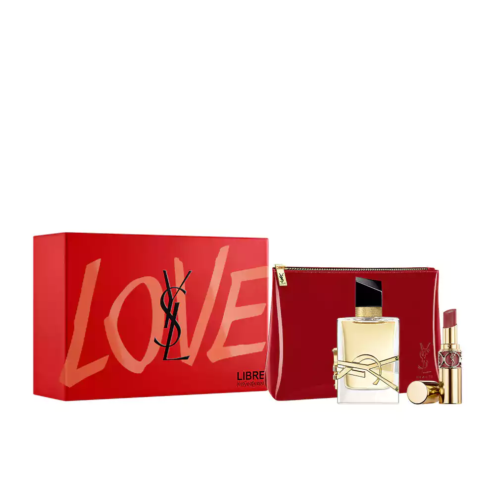 عطر ليبرا من إيف سان لوران للنساء او دي بارفان 50 مل + أحمر شفاه + شنطه طقم