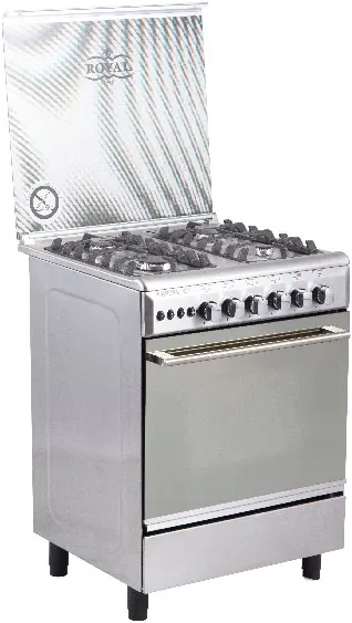 Royal Crystal Cast Cooker, 60 x 60 cm, 4 Burners, Stainless, Fan