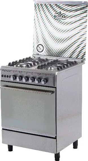 Royal Crystal Cast Cooker, 60 x 60 cm, 4 Burners, Stainless, Fan