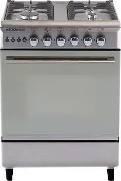 Royal Crystal Cast Cooker, 60 x 60 cm, 4 Burners, Stainless, Fan