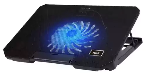 مروحة تبريد لاب توب هافيت، 1 مروحه، تدعم حتي 15 بوصة، اضاءة ليد، أسود، HV-F2030