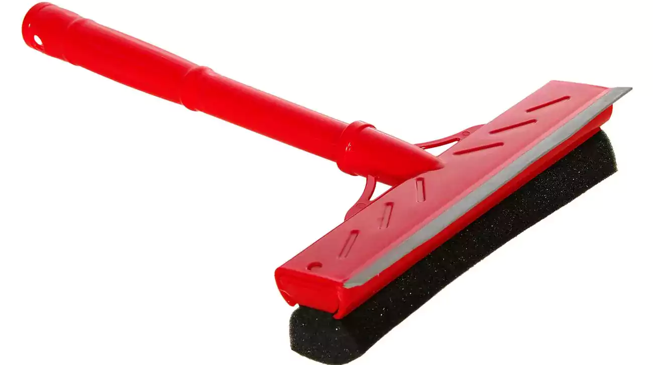 ممسحة زجاج تيتيز مطاطية بيد بلاستيك بأسفنجة - أحمر