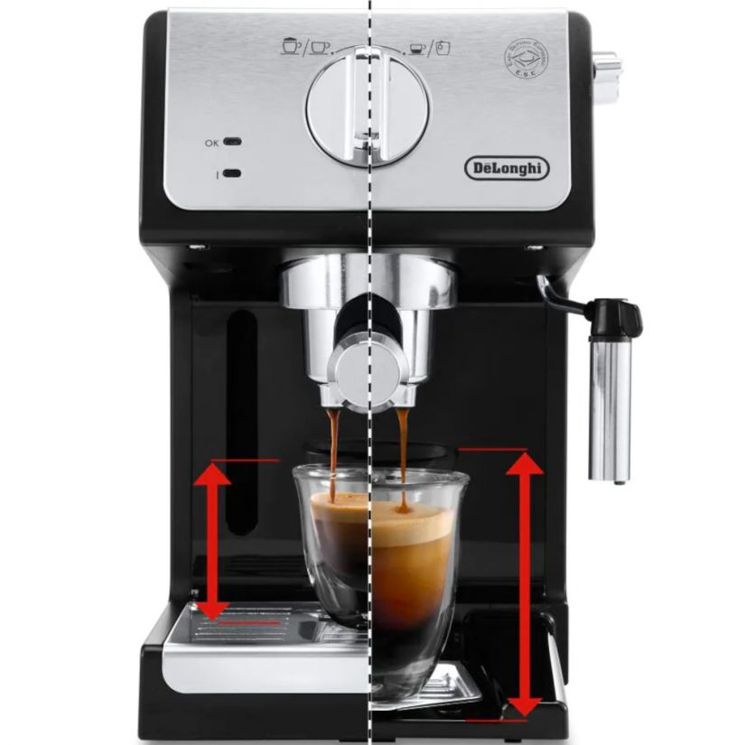 DeLonghi Espresso Coffee Maker, 1100 Watt, Black and Silver, ECP33.21