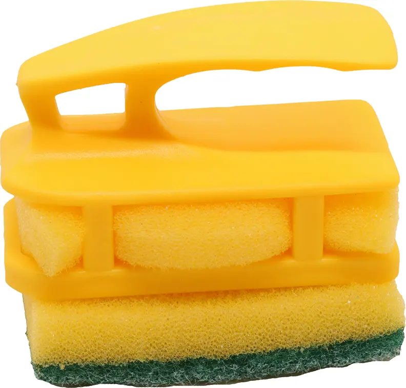 Cleaning Sponge Holder With 3 Cleaning Sponges - Yellow