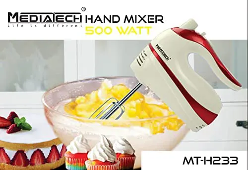 Media Tech egg Mixer, 500 Watt, 5 Speeds, White, MT.H233C
