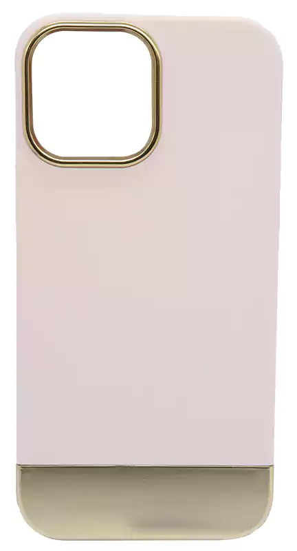 جراب موبايل ايفون 13 برو ماكس، سيليكون،بينك بفريم جولد