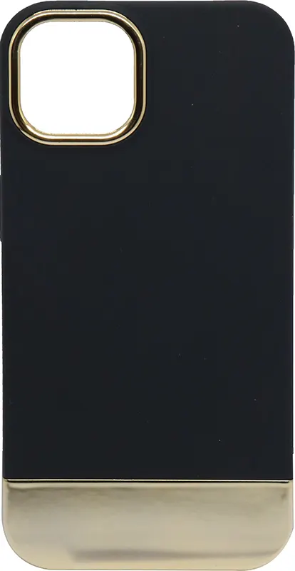 جراب موبايل ايفون 13 ، سيليكون،أسود بفريم جولد