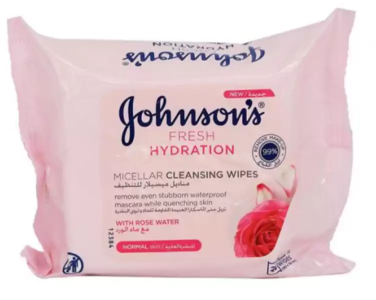 مناديل ميسيلار المنعشه للبشرة العاديه من جونسون 25 قطعة
