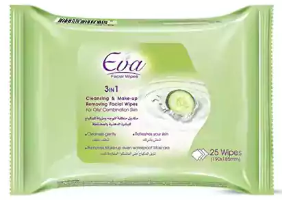 مناديل مبللة تنظيف وازالة المكياج بشرة دهنية ومختلطة من ايفا 25 قطعة