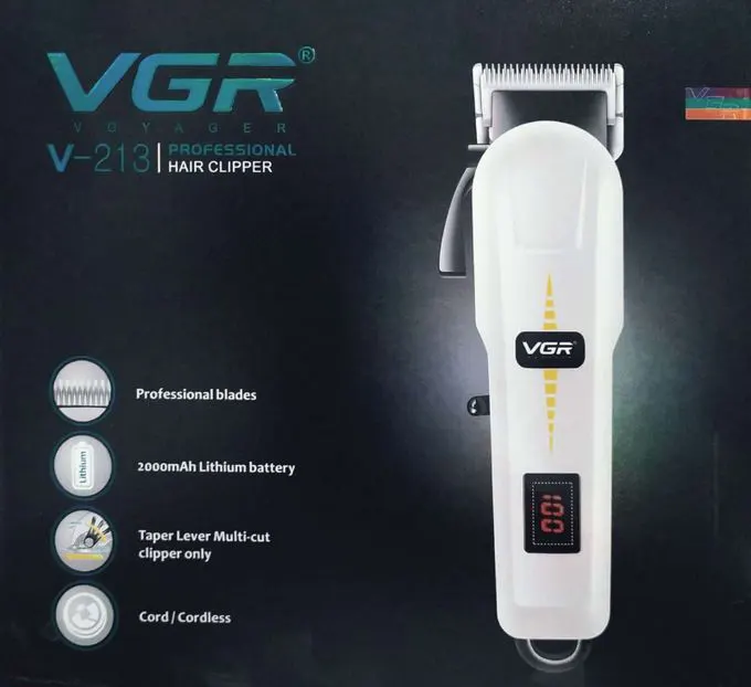 ماكينة حلاقة كهربائية للرجال في جي ار، قابلة لإعادة الشحن، أبيض، VGR V-213