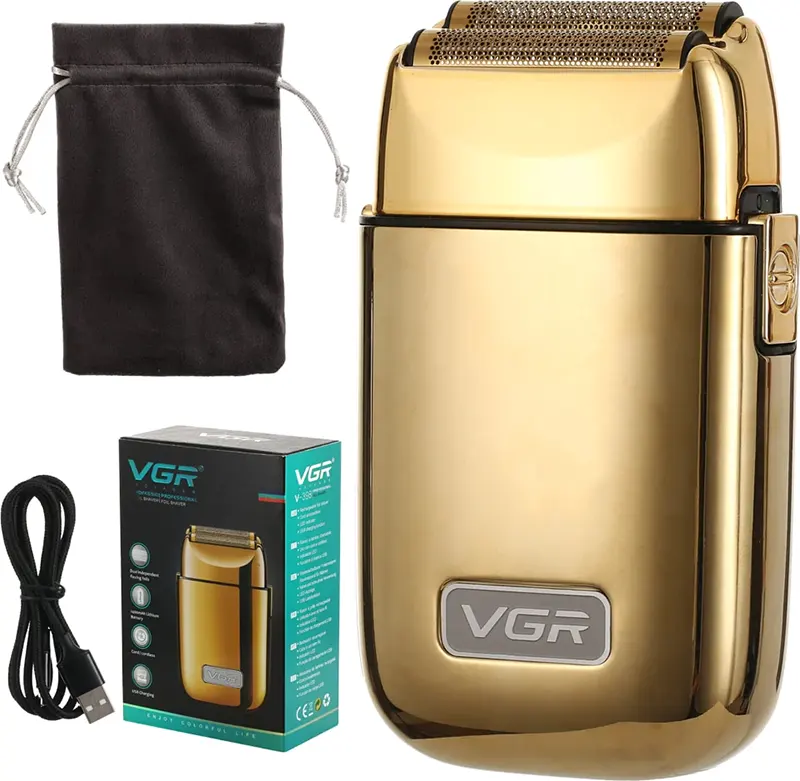 ماكينة حلاقة كهربائية للرجال في جي ار، ذهبي، VGR V-398